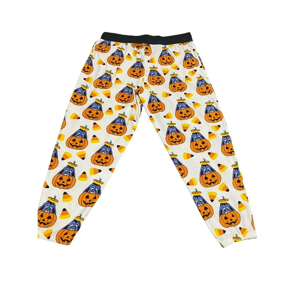 Disney Halloween Lounge Pants Size L White Orange Eeyore Pumpkin Winnie the Pooh - Picture 14 of 16